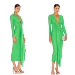 SOLACE London Lorena Midi Dress in Bright Green